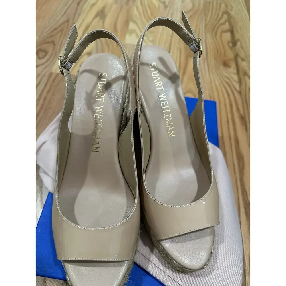 Stuart Weitzman Island Peeptoe Platform Espadrille Size 11